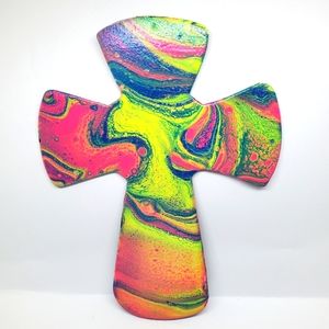 Psychedelic Handpainted Wooden Cross Art